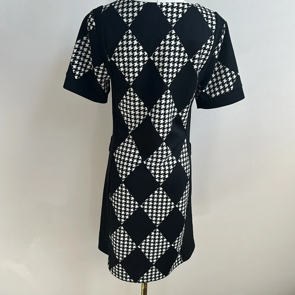 Aryeh Anthropologie Women's Argyle Houndstooth Goth Maximalist Mini Dress Size S